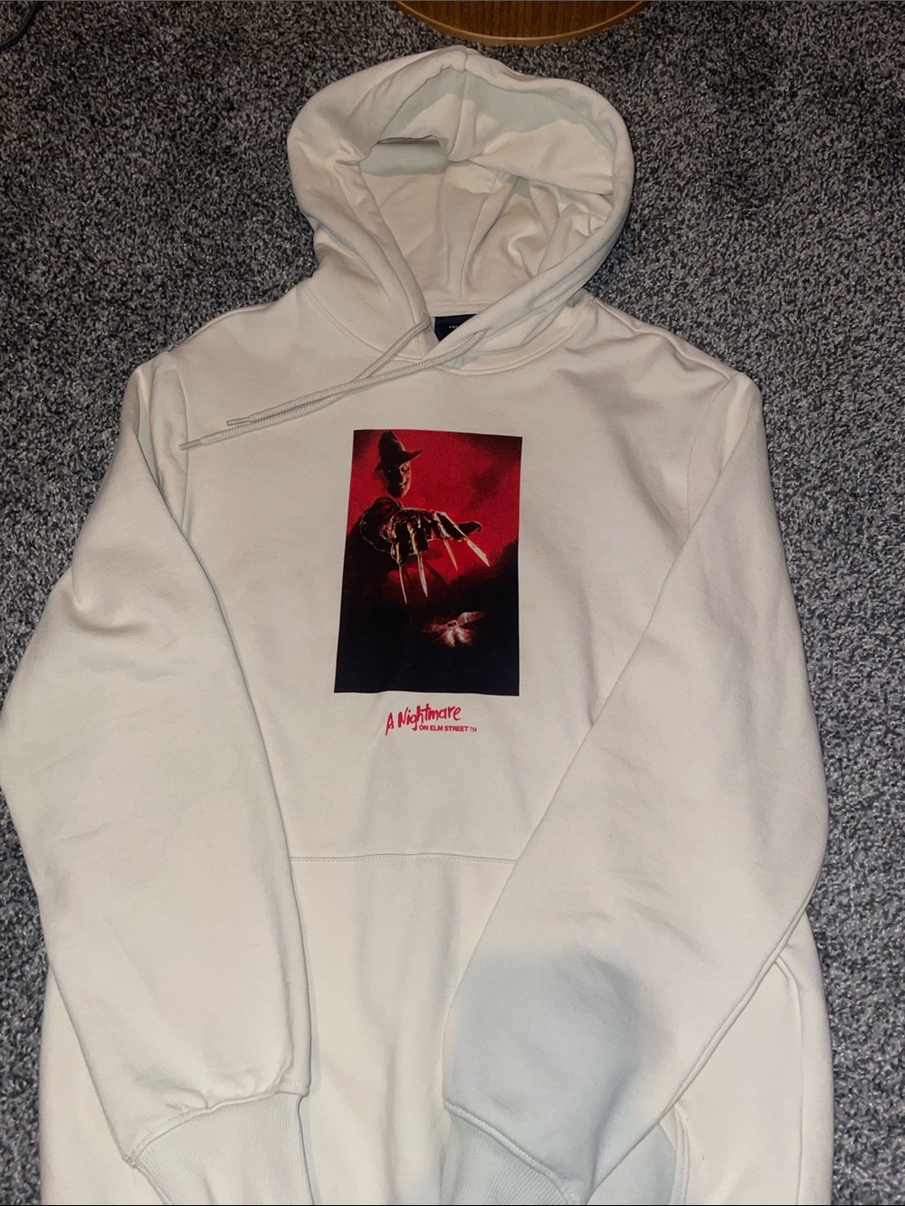 H&M White Hoodie with Red A Nightmare on Elm Street Graphic